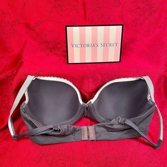 GRAY w PINK TRIM BODY by VICTORIA LINED DEMI 32C - Picture 3 of 4